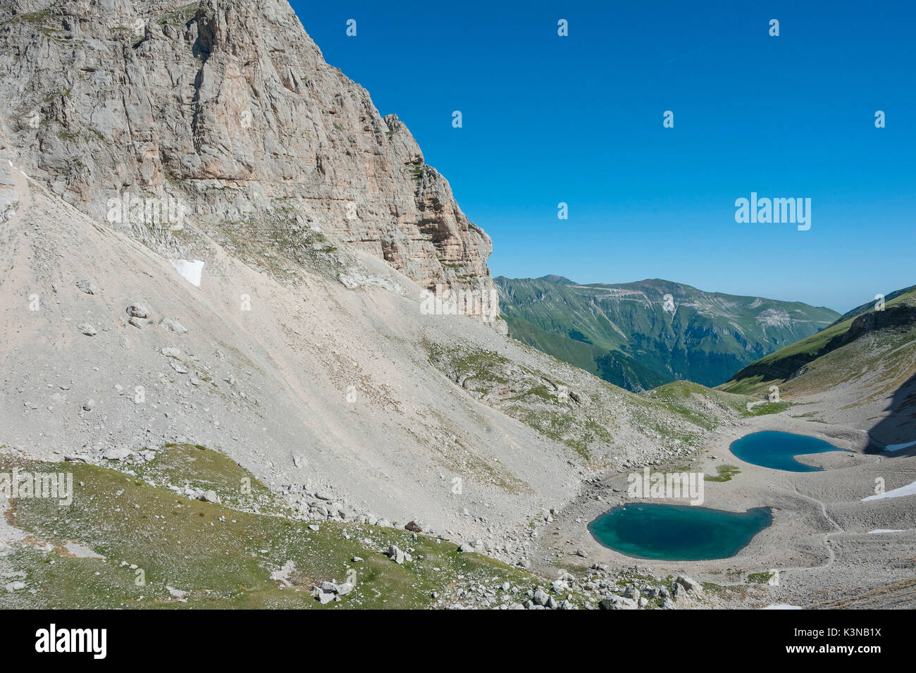 Der See von Pilato, Monte Vettore, Monti Sibillini NP, Umbrien, Italien Stockfoto