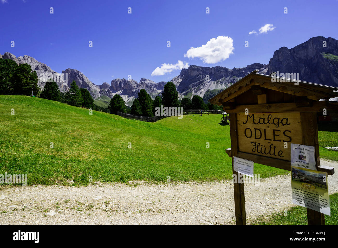Geisler Bergkette vom Col Raiser, Dolomiten, Italien Stockfoto