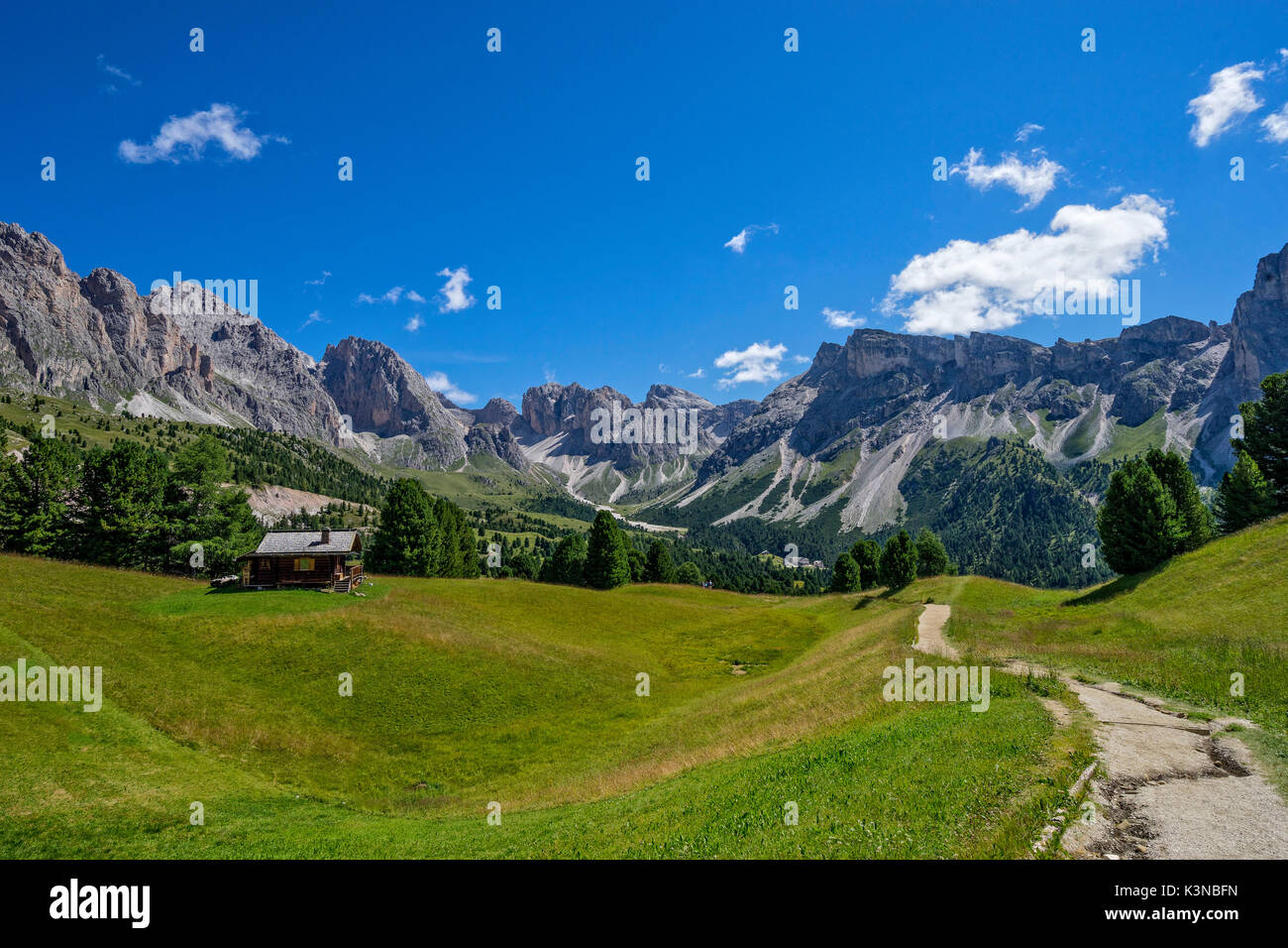 Geisler Bergkette vom Col Raiser, Dolomiten, Südtirol, Italien Stockfoto