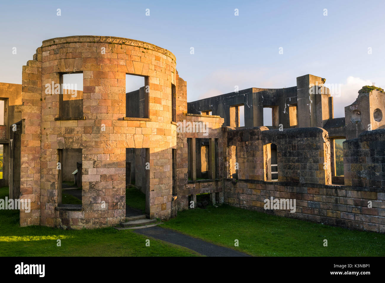 Abfahrt Burg, Castlerock, County Antrim, Ulster, Nordirland, Vereinigtes Königreich. Stockfoto