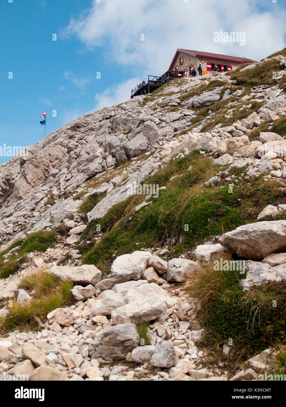 Europa, Italien, Abruzzen. Rifugio Franchetti im Nationalpark Gran Sasso Stockfoto