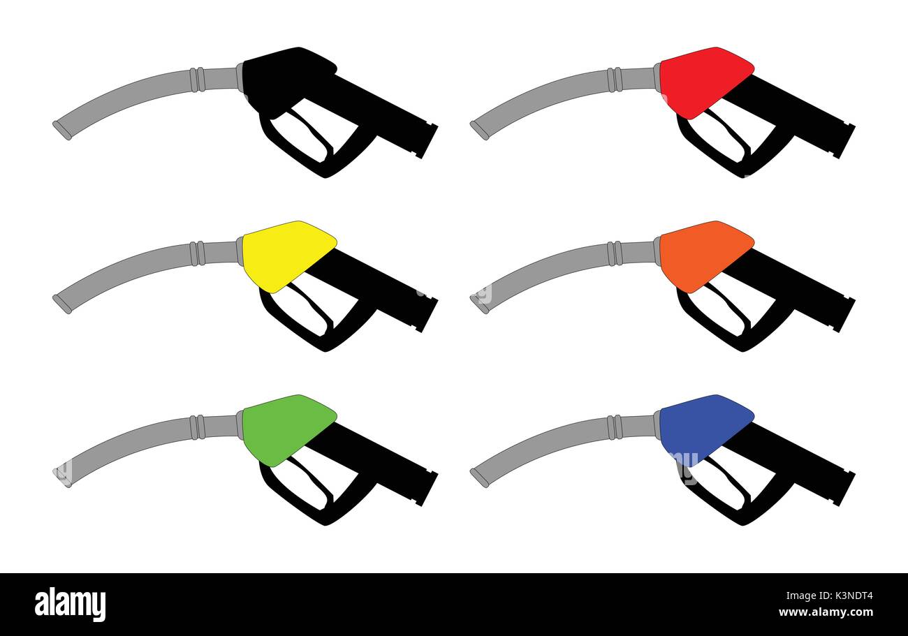 Benzin-pistole-pumpe-kraftstoff-düse, tankstelle dispenser mit tröpfchen  der erdkugel auf weißem hintergrund. 3d-rendering