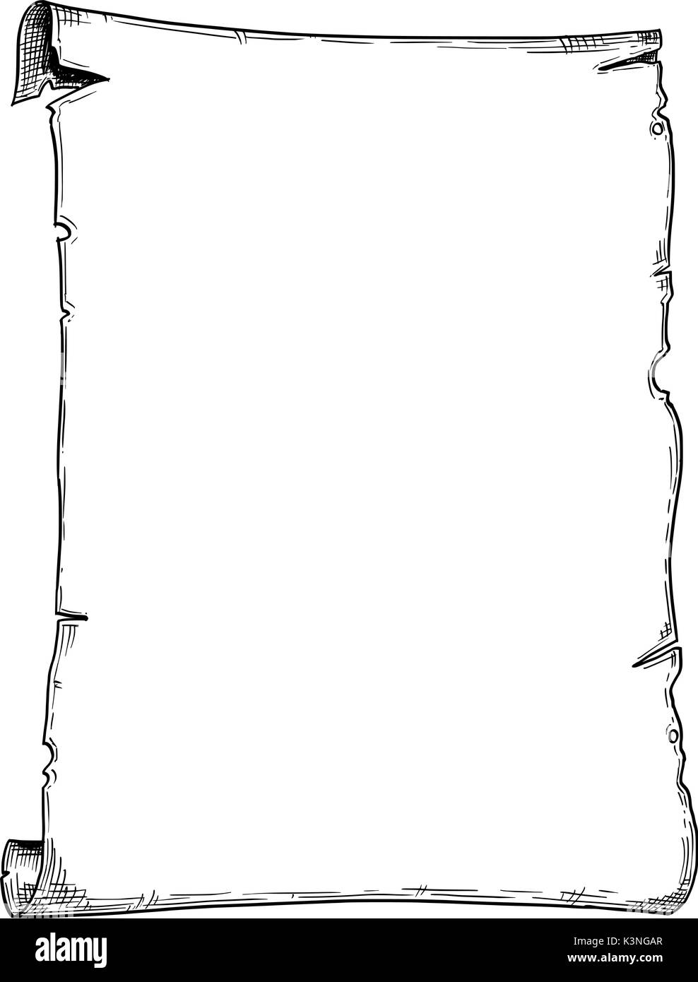 Hand Zeichnung cartoon Vektor der leeren Hintergrund Rahmenlinie blättern Abbildung. Stock Vektor