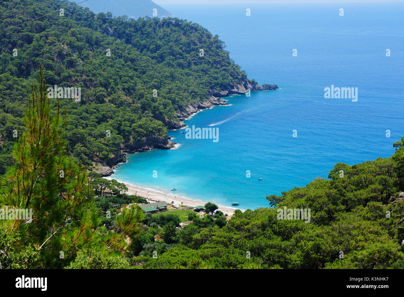 Mediterranean Beach in Fethiye, Türkei. Stockfoto