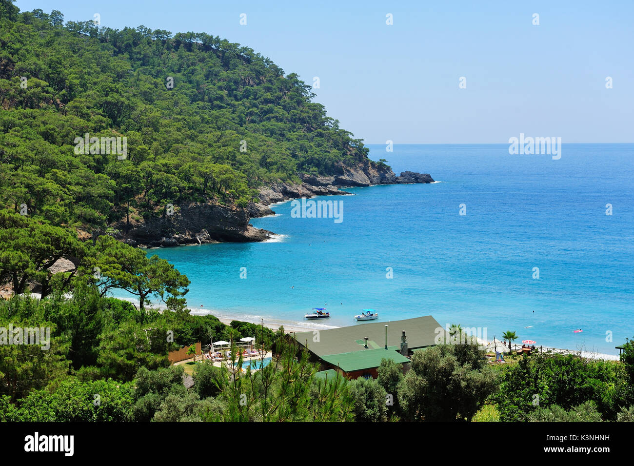 Mediterranean Beach in Fethiye, Türkei. Stockfoto