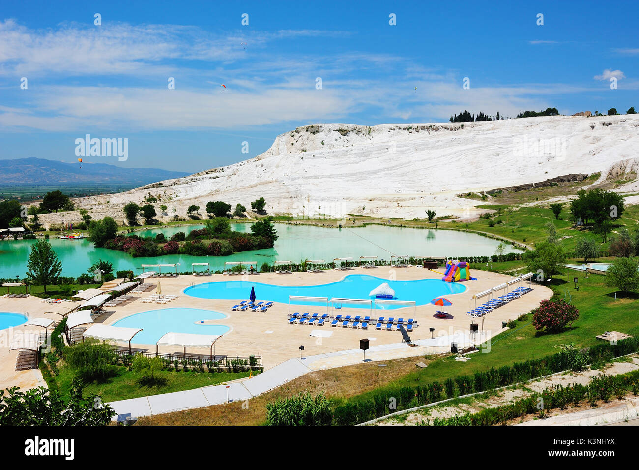 Pamukkale Landschaft, natürliche Website in der Provinz Denizli im Südwesten der Türkei. Stockfoto