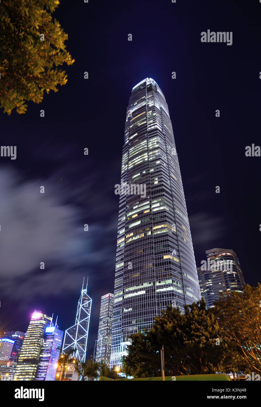 Hongkong, China-jun 9,2016: Nachtansicht im Zentrum von Hong Kong. Stockfoto