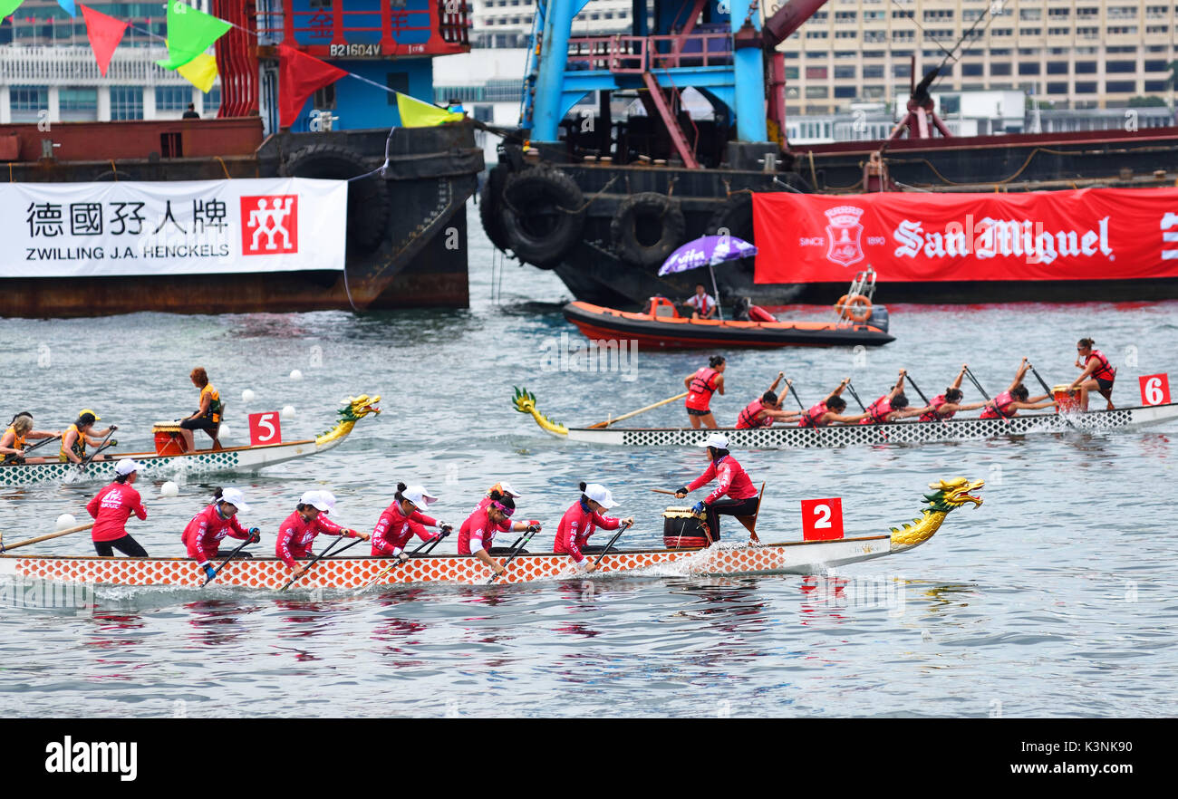 Hongkong, China - May 10,2016: hong kong Dragon Boat Race beim Drachenboot Festival. Stockfoto