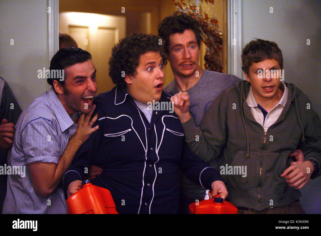 SUPERBAD [US2007] [L - R] DAVID KRUMHOLTZ, JONAH HILL, KEVIN BREZNAHAN, MICHAEL CERA Datum: 2007 Stockfoto