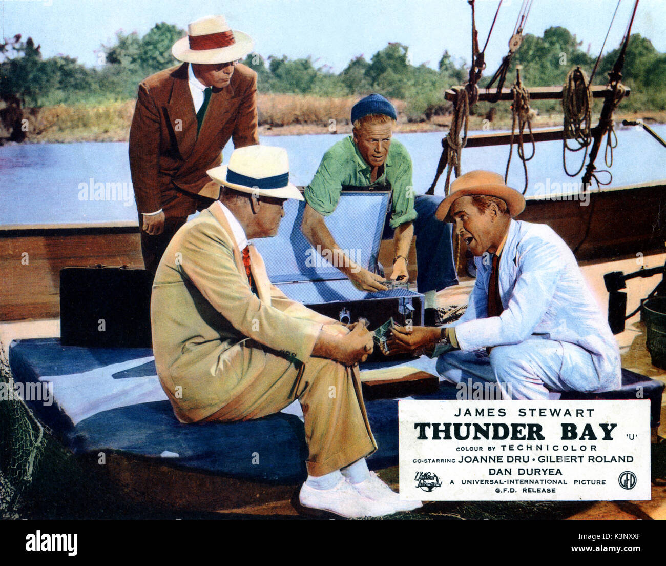 THUNDER BAY [USA 1953] JAY C FLIPPEN [vorne] im Vordergrund, DAN DURYEA, James Stewart Datum: 1953 Stockfoto