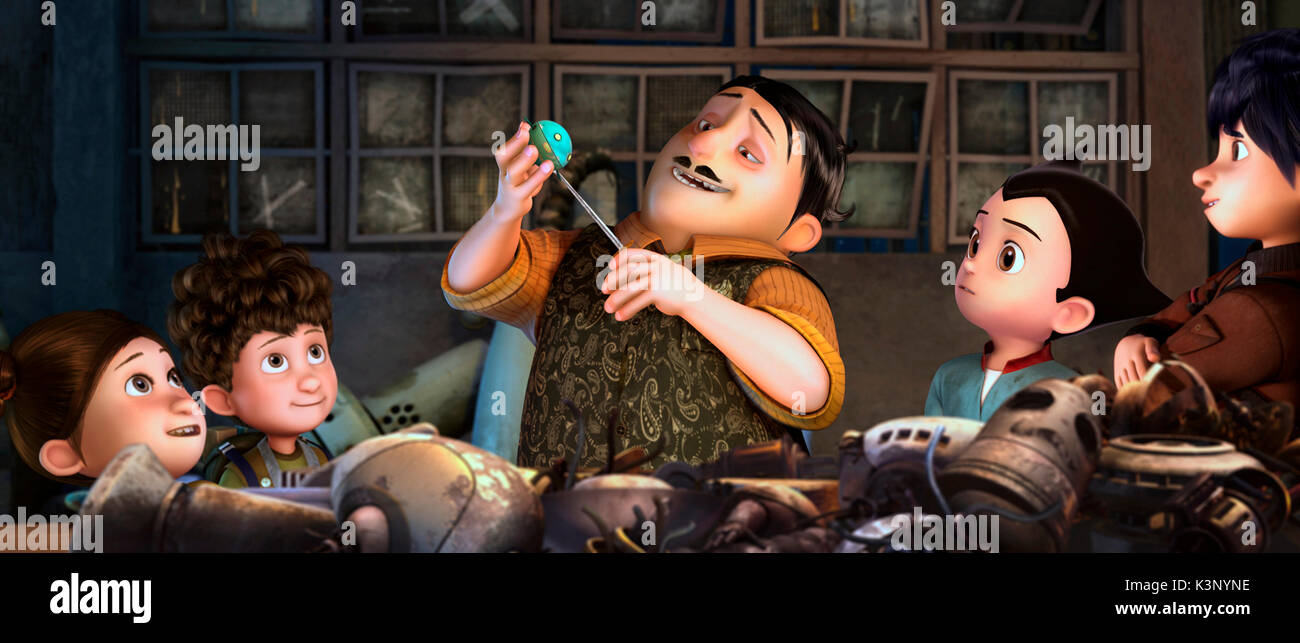 ASTRO BOY [HK/USA/JAP 2009] aka ASTROBOY [International English Title] Herr Pistazien von Ryan Stiles geäußert, Astro Boy geäußert von Freddie Highmore Datum: 2009 Stockfoto