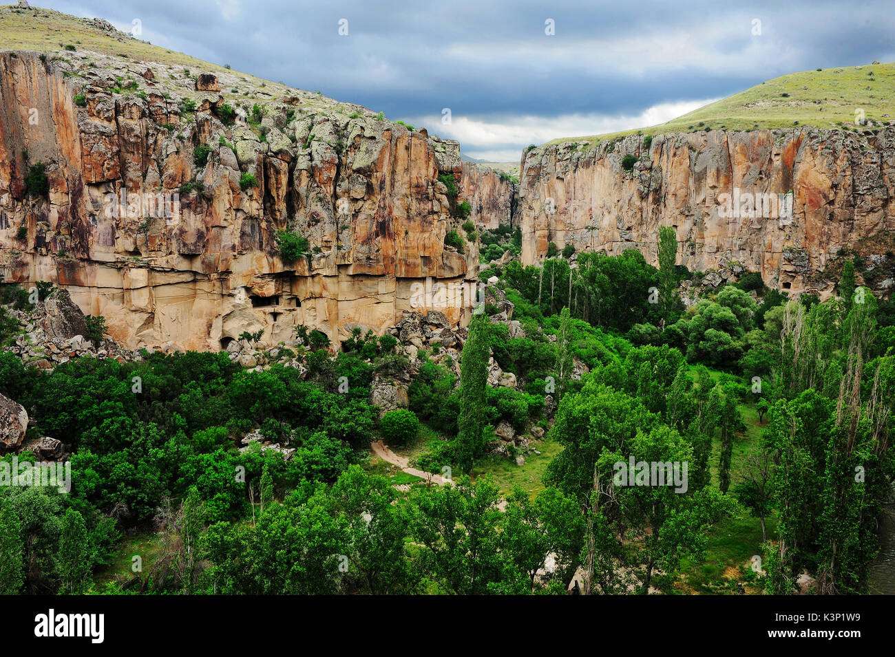 Ihlara Tal Landschaft in Kappadokien, Türkei. Stockfoto