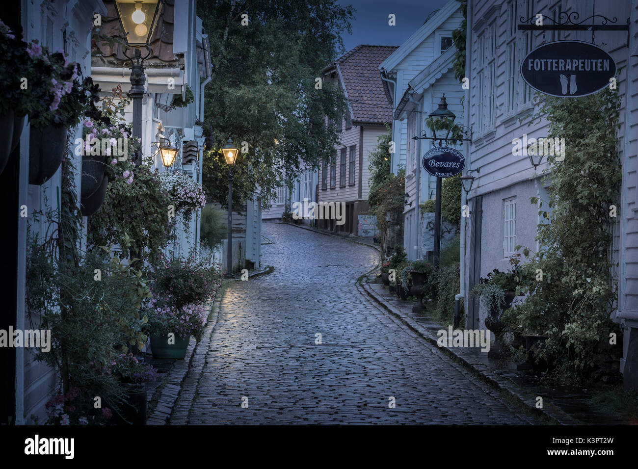 Stadt Stavanger während des Abends, Rogaland County, Südnorwegen. Stockfoto