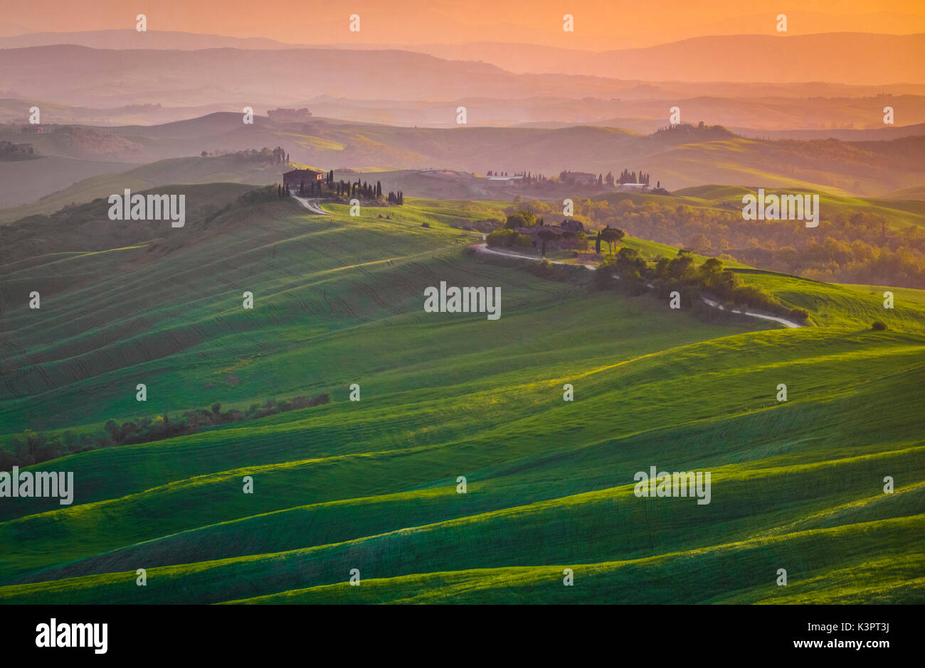 Asciano Landschaft, Crete Senesi, Toskana, Italien Stockfoto