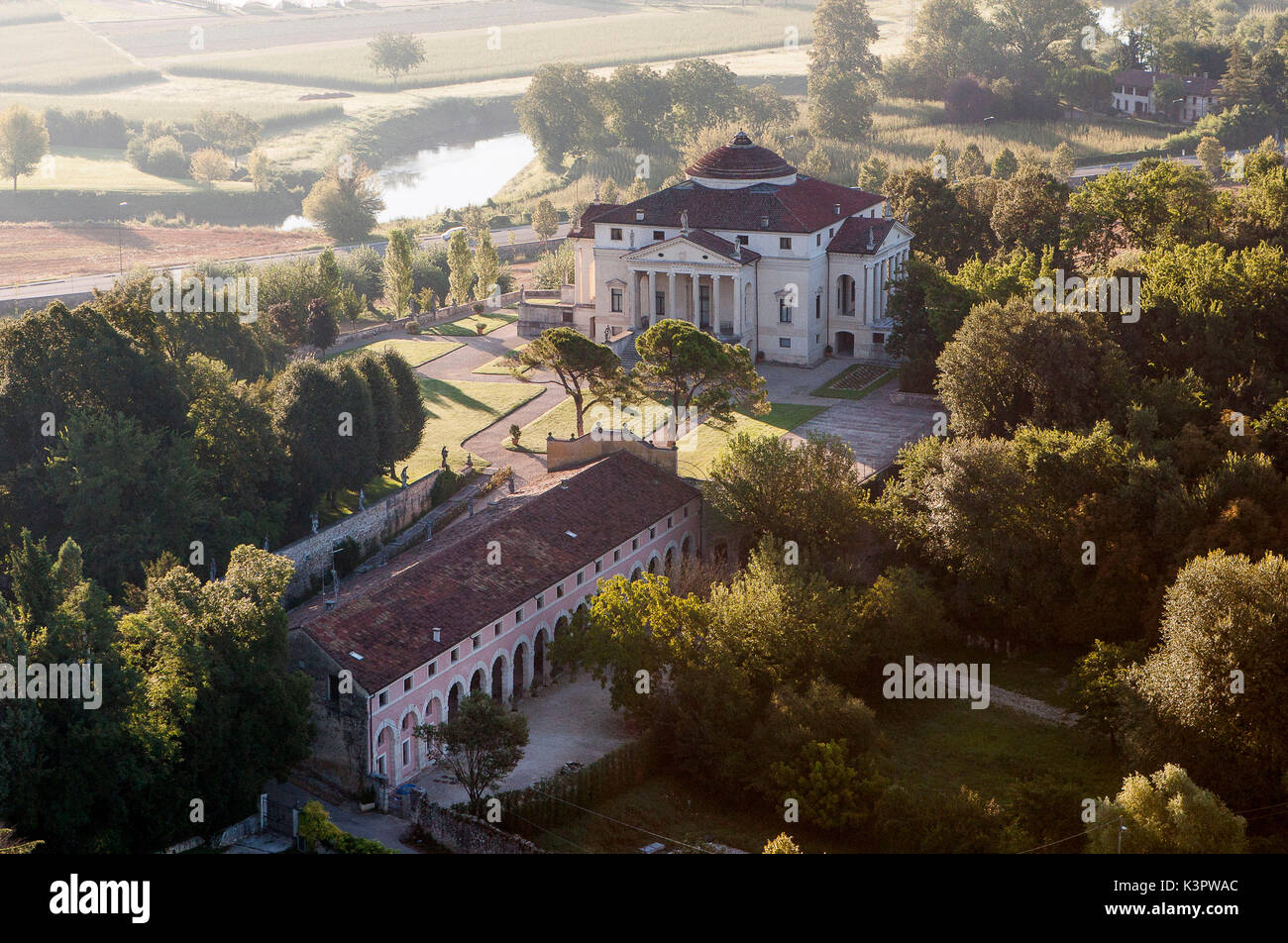 Die renaissaince Palladio-villen 'Almerico Capra Valmarana" auch "La Rotonda" genannt. Andrea Palladio Architekten. Vicenza Provinz, Region Venetien. Italien Stockfoto