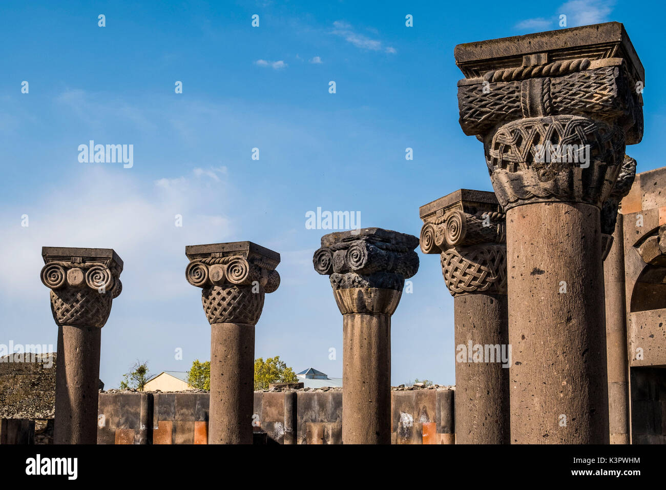 Die Ruinen des antiken Tempels des Zvartnots, Armenien, Caucaus, Eurasien Stockfoto