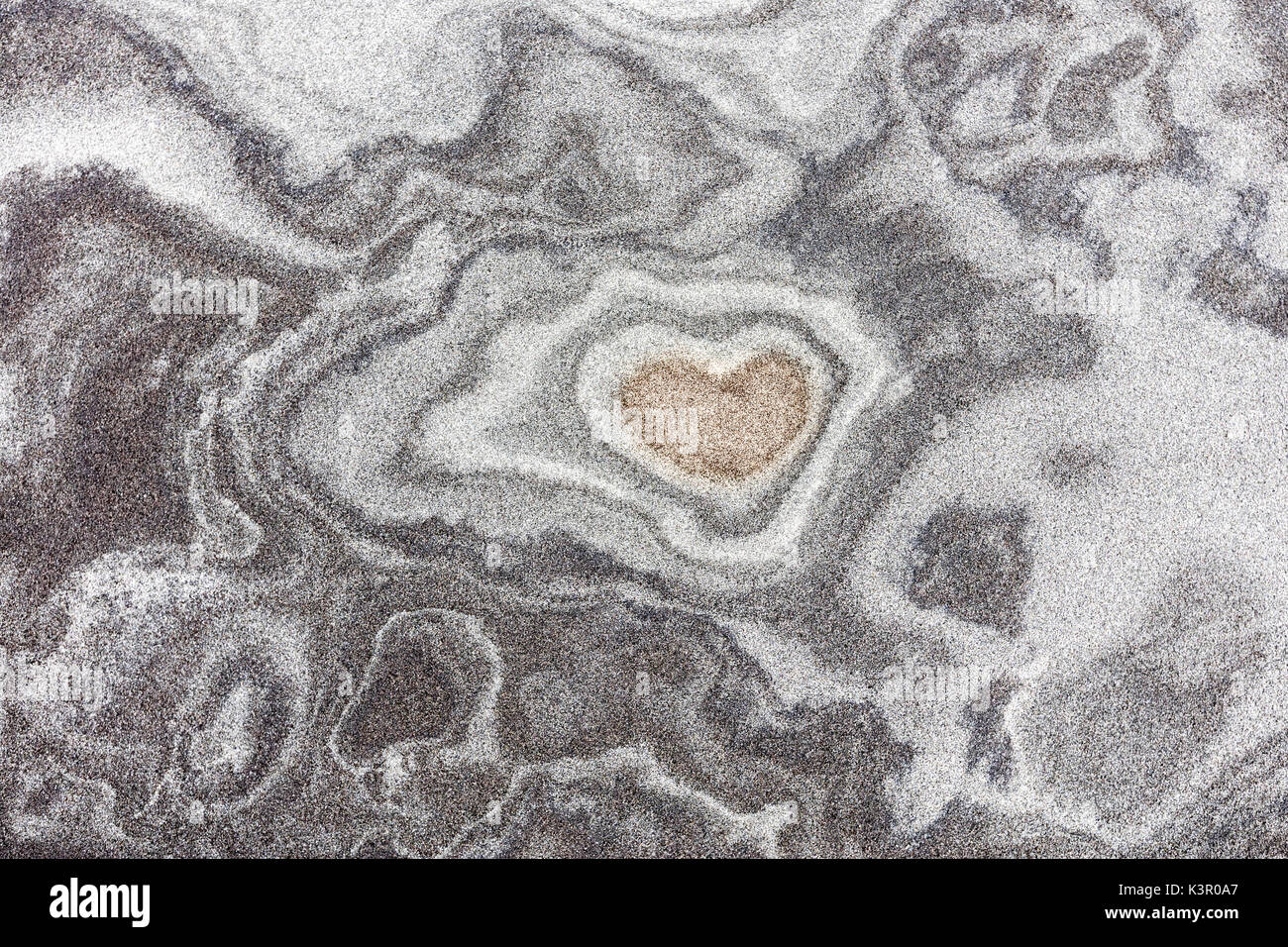 Details und Herzen Formen in den feinen Sand von Skagsanden Strand Ramberg Lofoten Nordland county nördlichen Norwegen Europa Stockfoto