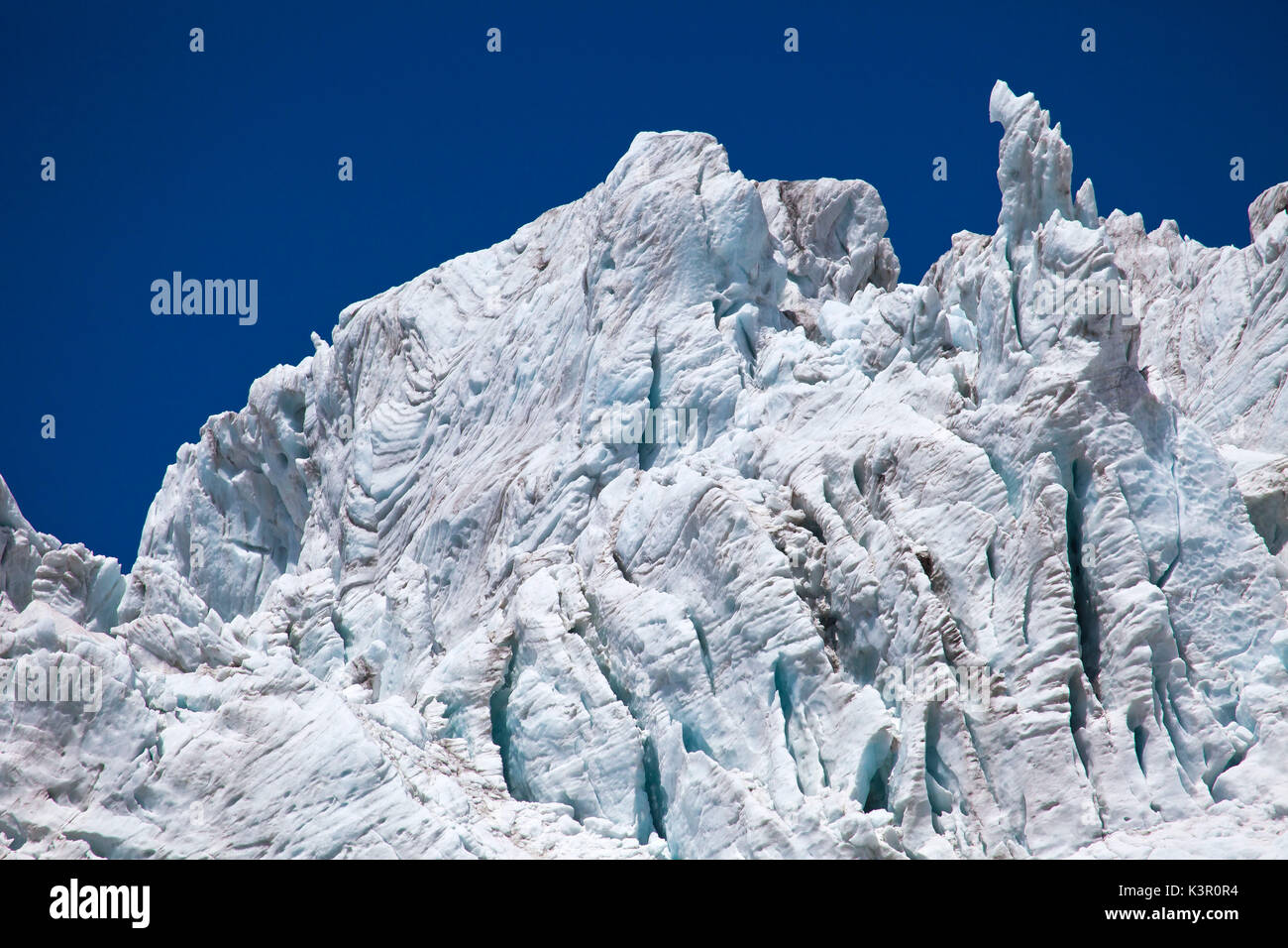 Eine Reihe von seracs des Glacier Fellaria, die zwar langsam zurückziehen, sind noch ehrfürchtig, Valmalenco, Valtellina, Lombardei Italien Europa Stockfoto