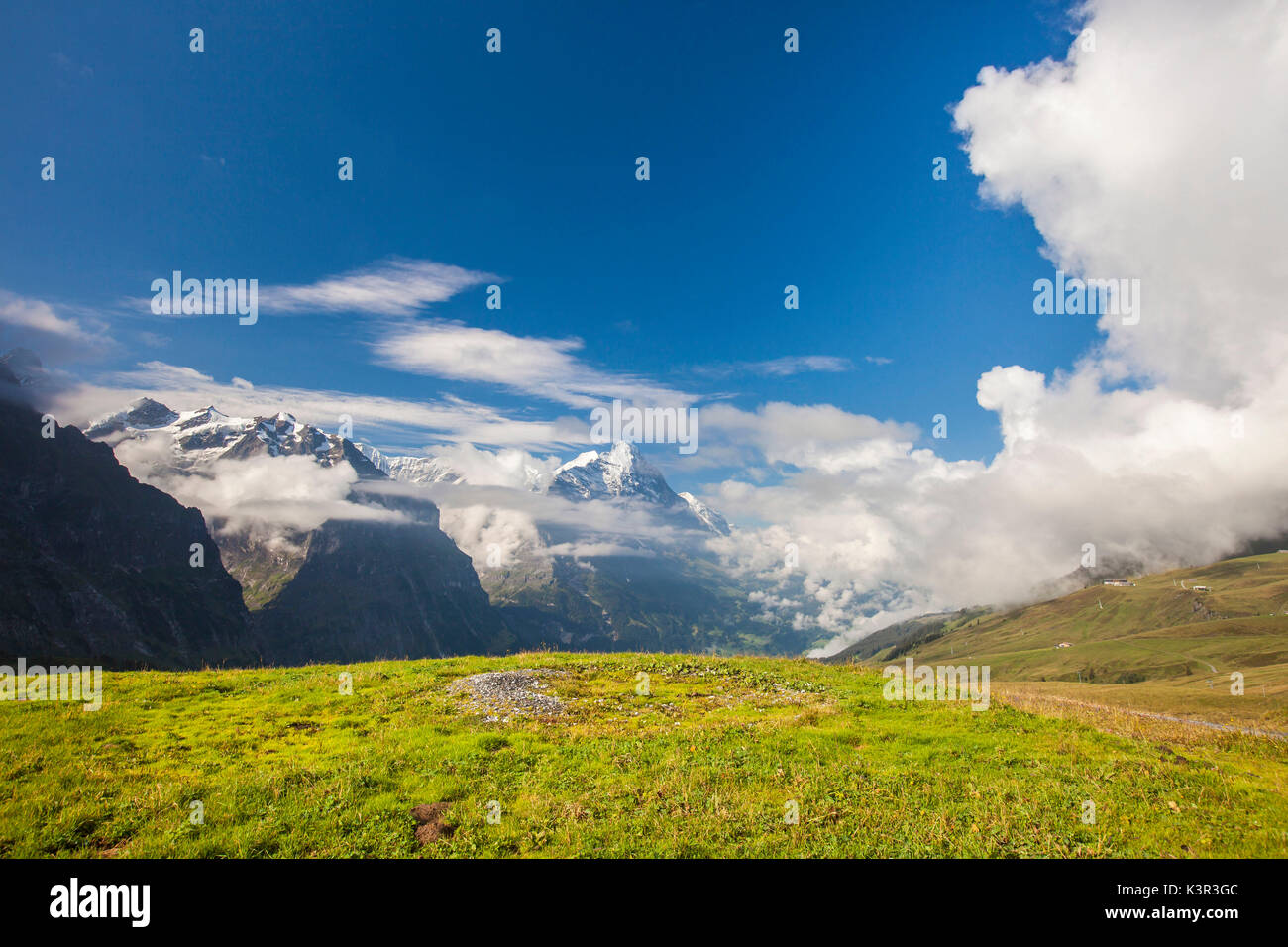 Blick auf Mount Eiger vom ersten Grindelwald Berner Oberland Kanton Bern-Schweiz-Europa Stockfoto