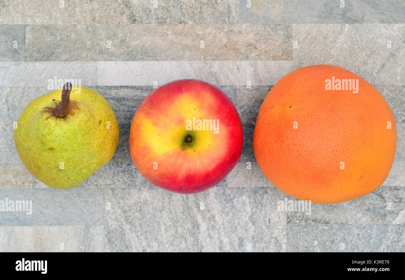 Birne Apfel Grapefruit Stockfoto