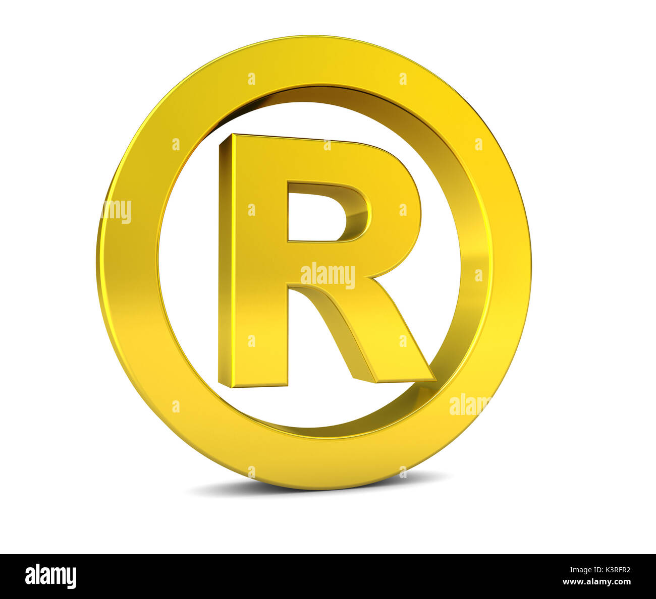 Business eingetragene Marke golden Zeichen und Symbol 3D illustration symbol auf weißem Hintergrund. Stockfoto