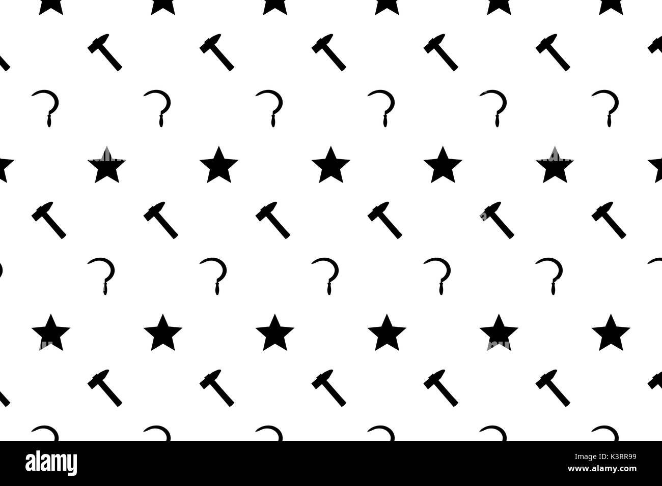 Stern, Sichel und Hammer - schwarzes Symbol auf weißem Hintergrund - vector Pattern Stock Vektor
