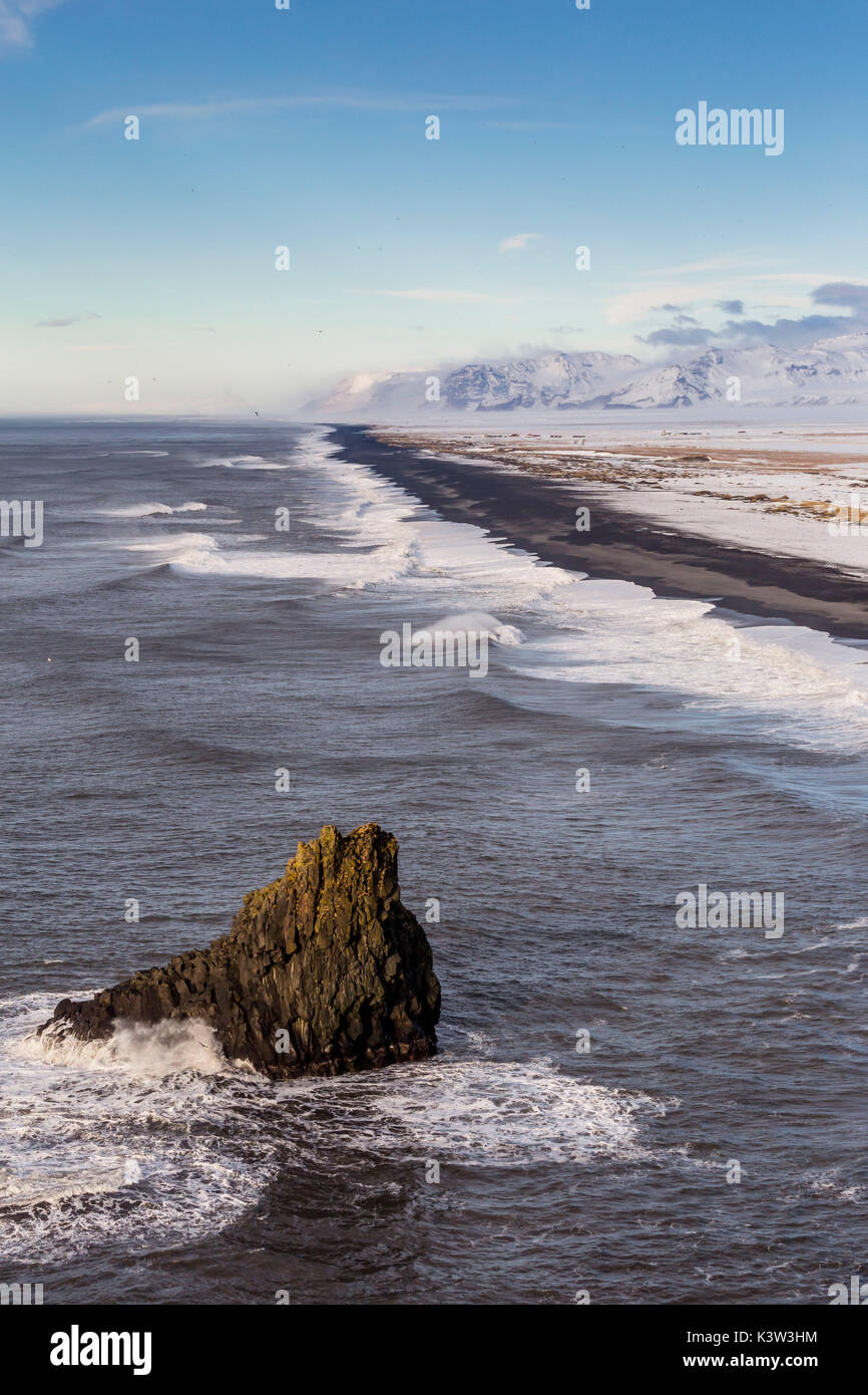 Panoramablick vom Kap Dyrhòlaey, Vik, Southern Island, Europa Stockfoto