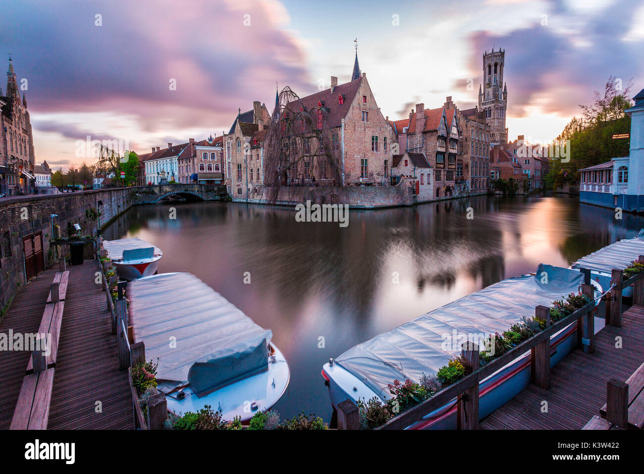 Blick vom Rozenhoedkaai, Brügge, Belgien, Europa. Stockfoto