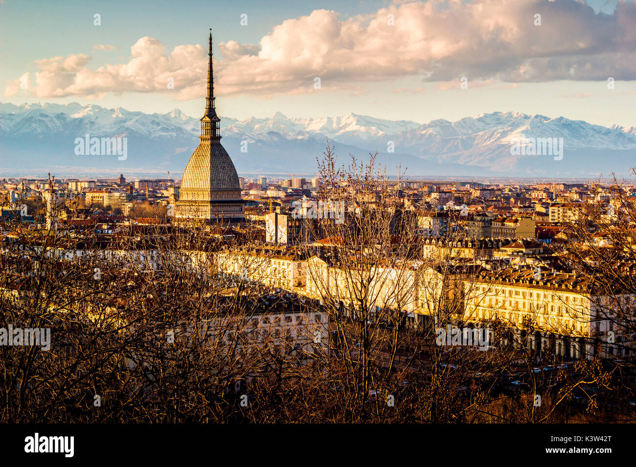 Turin, Piemont, Italien. stadtbild von Monte dei Cappuccini Stockfoto
