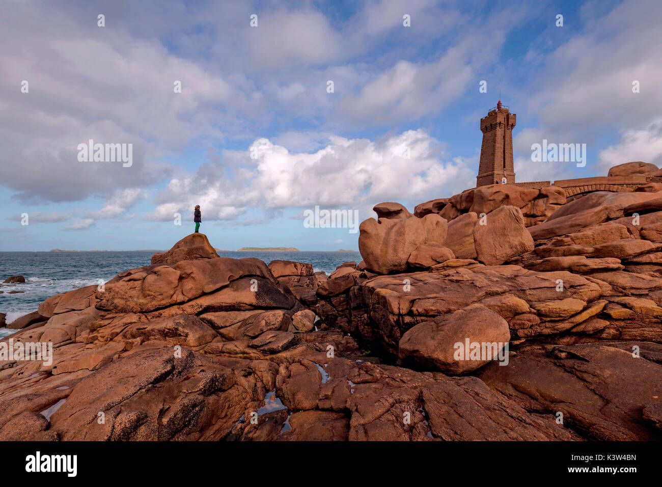 PHARE de Männer Ruz, Ploumanac'h, Lannion Arrondissement, Departement Côtes-d ' Armor, Bretagne - Bretagne, Frankreich Stockfoto