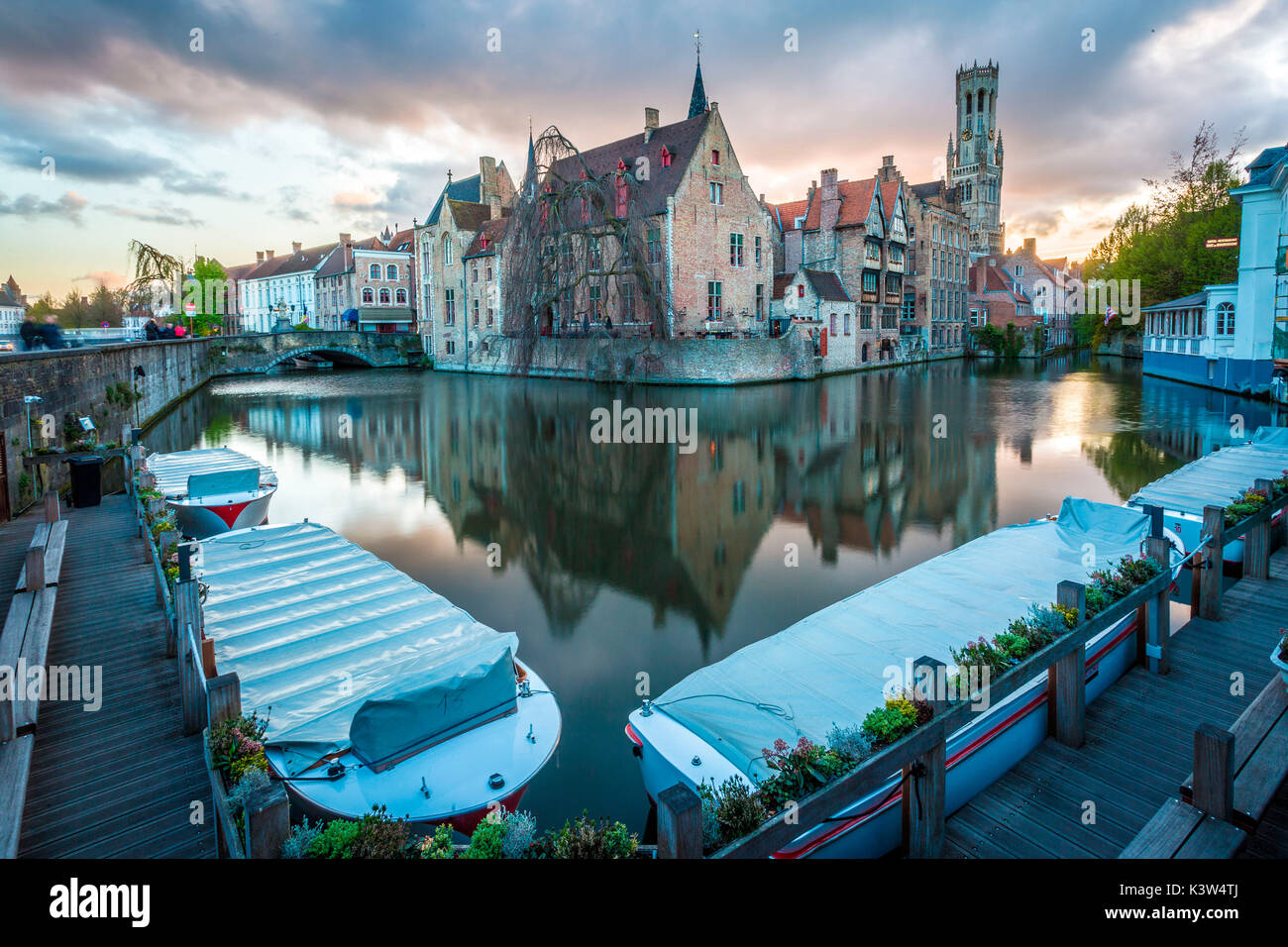 Blick vom Rozenhoedkaai, Brügge, Belgien, Europa. Stockfoto