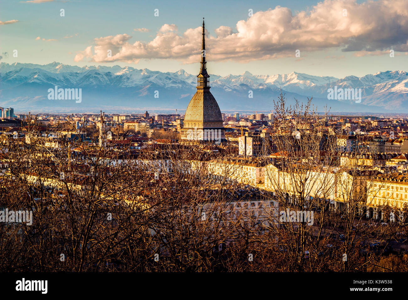 Turin, Piemont, Italien. stadtbild von Monte dei Cappuccini Stockfoto
