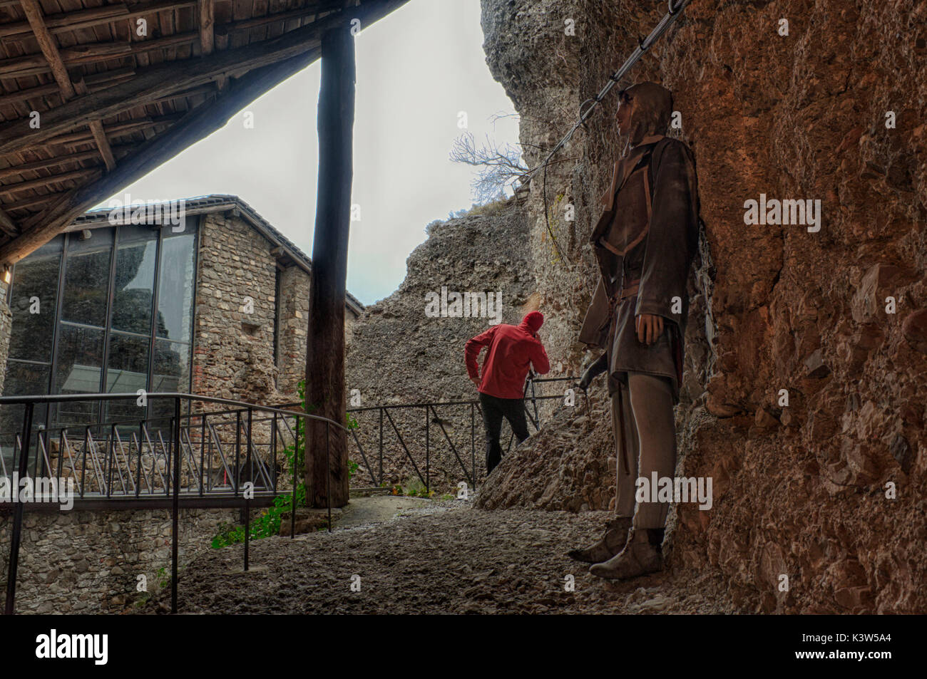 Stein Schloss von Vobbia, Ligurien, Italien Stockfoto