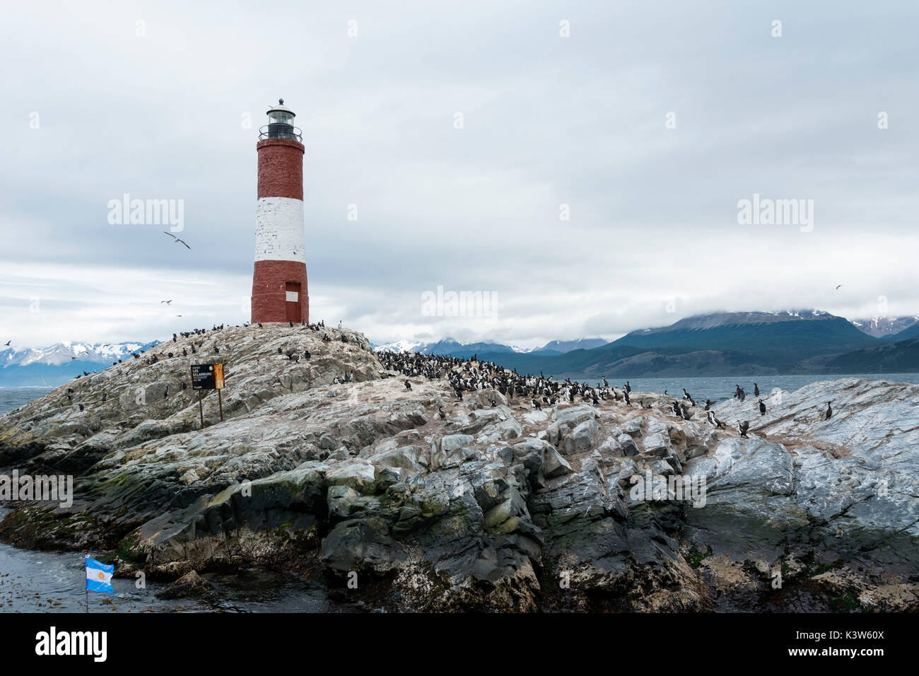 Argentinien, Patagonien, Feuerland Nationalpark, Ushuaia, Beagle Kanal, Leuchtturm Les Eclaireurs Stockfoto