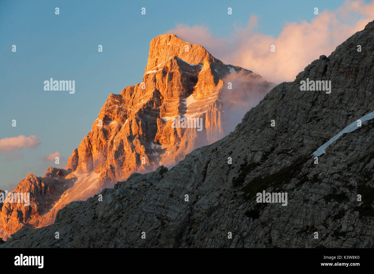 Pelmo mount von Coldai, Dolomiten, Venetien, Italien. Stockfoto