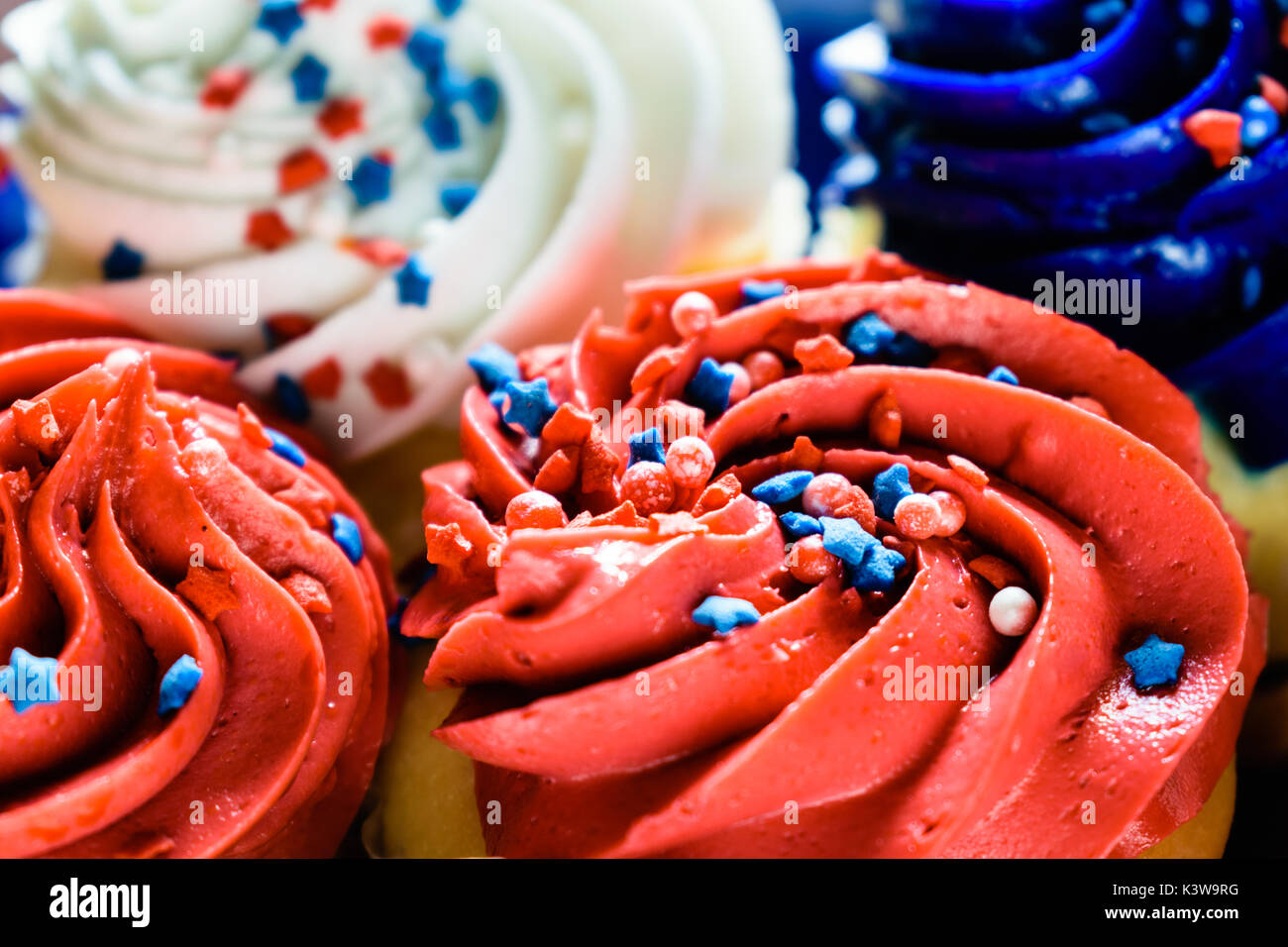 Detailansicht Multicolor oben Cupcakes-Konzept Stockfoto