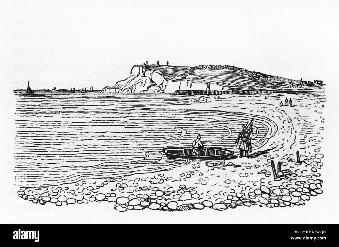 Alte Ansicht des Cap de la Hève, Normandie, Frankreich. Von nicht identifizierten Autor, veröffentlicht auf Magasin Pittoresque, Paris, 1841 Stockfoto