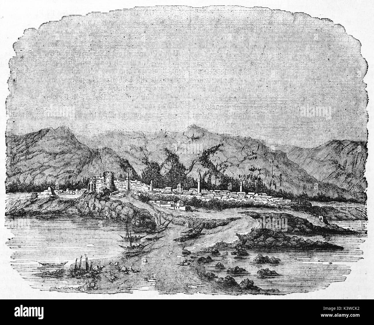 Cherchell alte Ansicht, Hafenstadt in Algerien. Von unbekannter Autor. Auf Magasin Pittoresque, Paris, 1841 veröffentlicht. Stockfoto