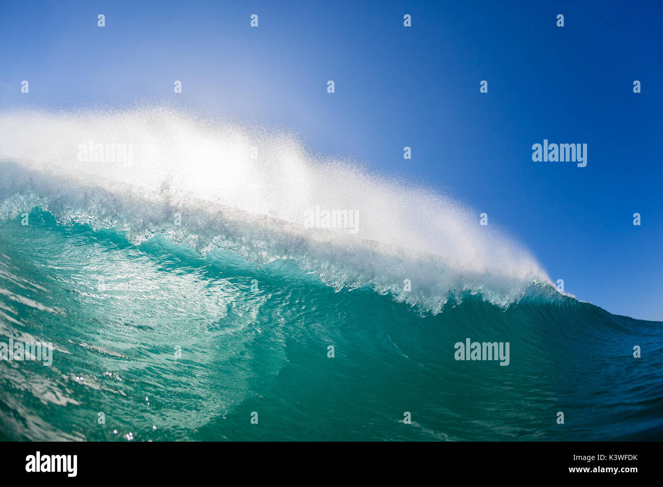 Ocean Wave Power schwimmen surfer Ansicht innen hohl abstürzt. Stockfoto