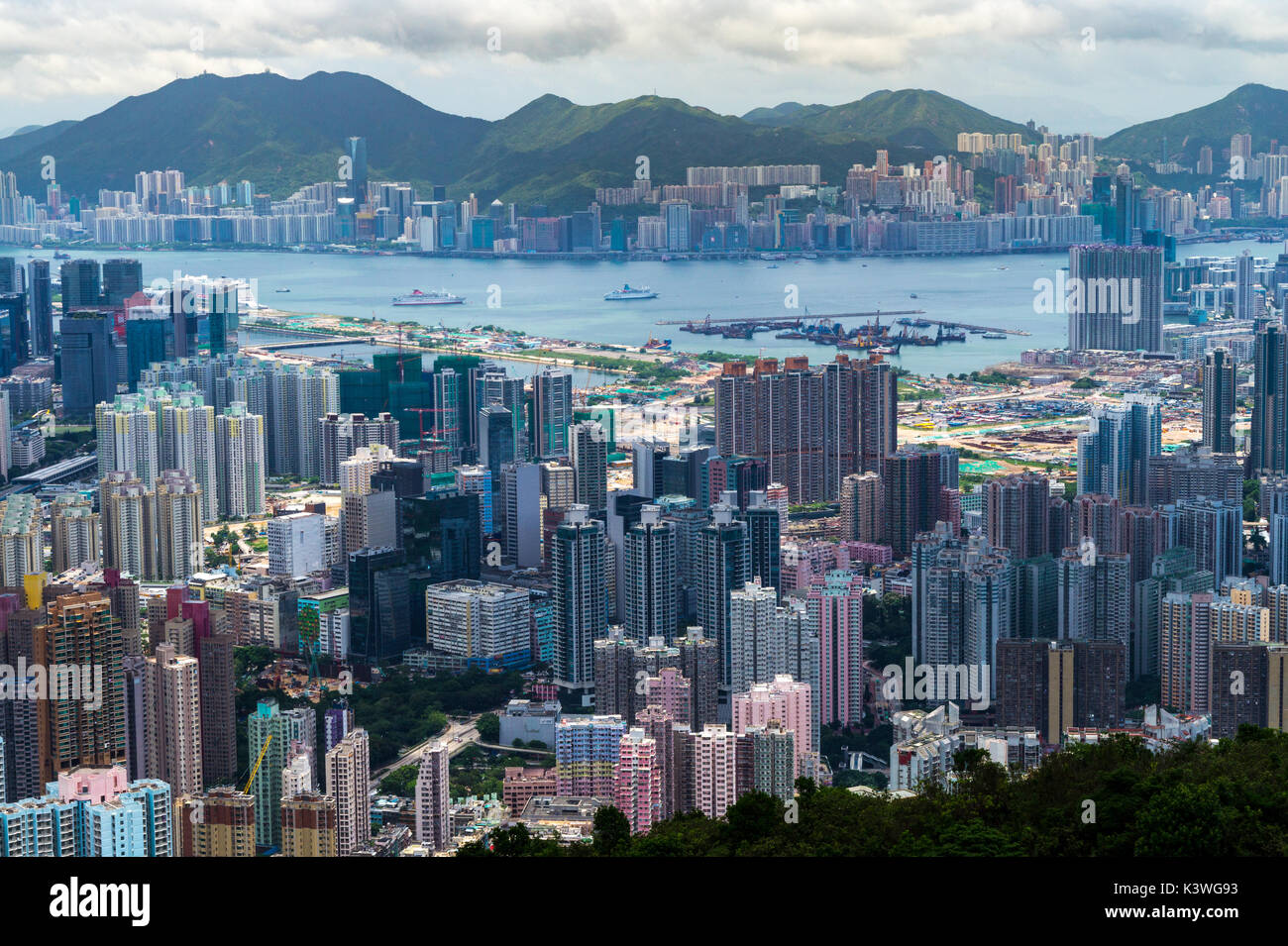 Bevölkerungsdichte und Urbanisierung, gebaut von dichten Wohnsiedlungen in Hongkong SAR ANGEGEBEN Stockfoto