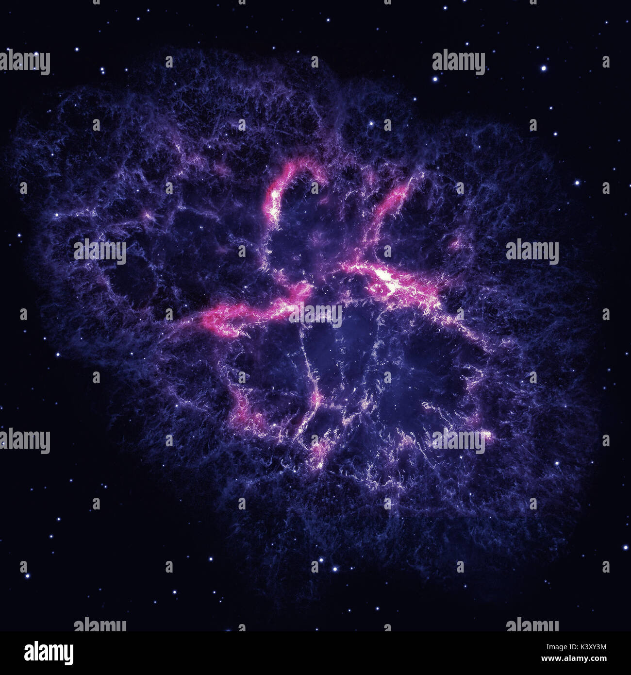 Krebsnebel ist ein sechs-light-breite Überrest eines star Supernova Explosion. Elemente dieses Bild von der NASA eingerichtet. Stockfoto