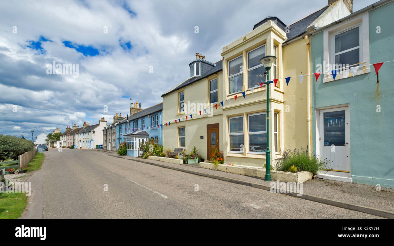 Umgebung Dorf EASTER ROSS HALBINSEL TARBAT der Strasse gesäumt von Häusern Stockfoto