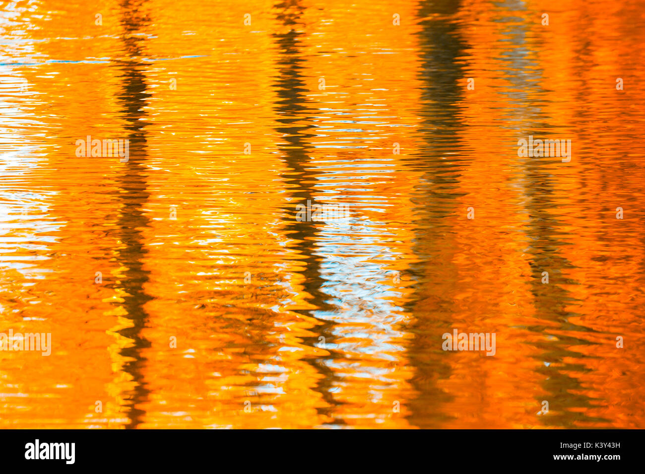 Spiegelungen im Wasser, abstrakte Herbst Hintergrund Stockfoto
