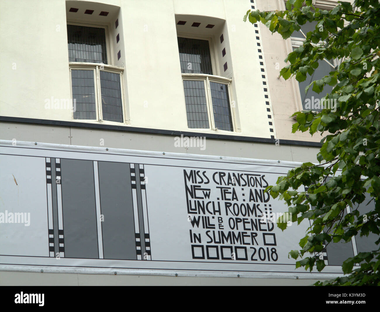 Miss erneuerte cranstons Teestube der Sauchiehall Street Glasgow Sommer logo Front 2018 Zeichen erneut öffnen Stockfoto