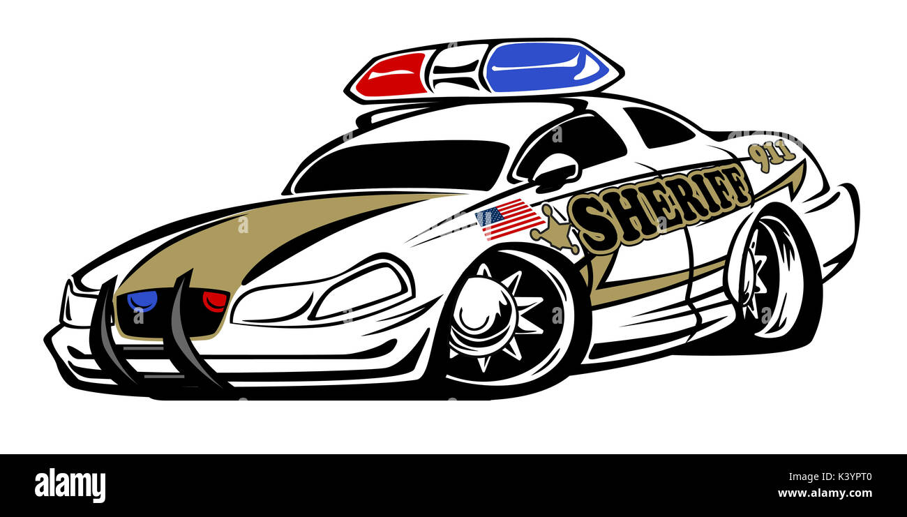 Sheriff auto Hot Rod Cartoon Stockfoto