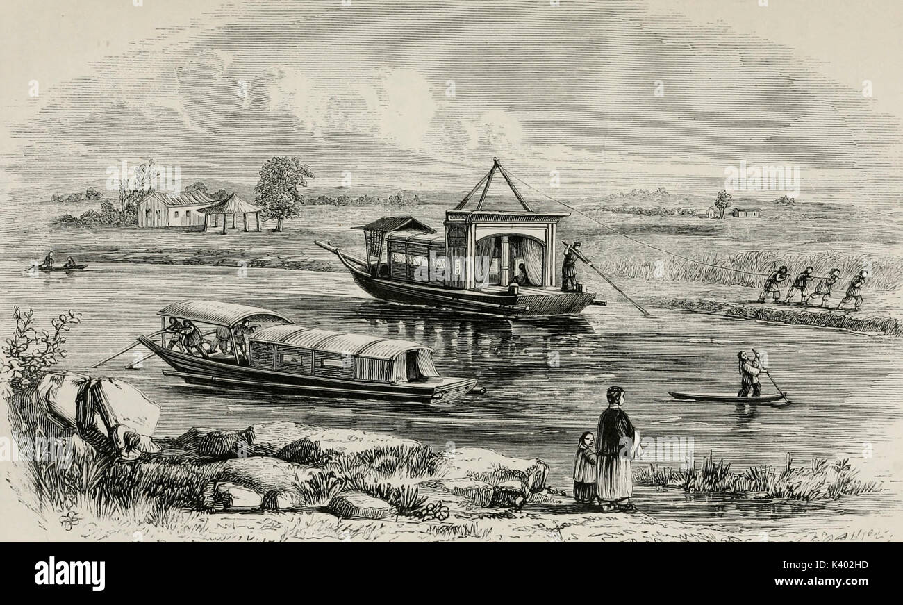 Boote auf dem Fluss in China verwendet, ca. 1850 Stockfoto