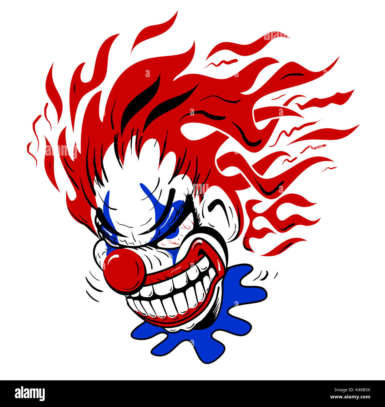 Crazy Scary Clown Cartoon Illustration Stockfoto