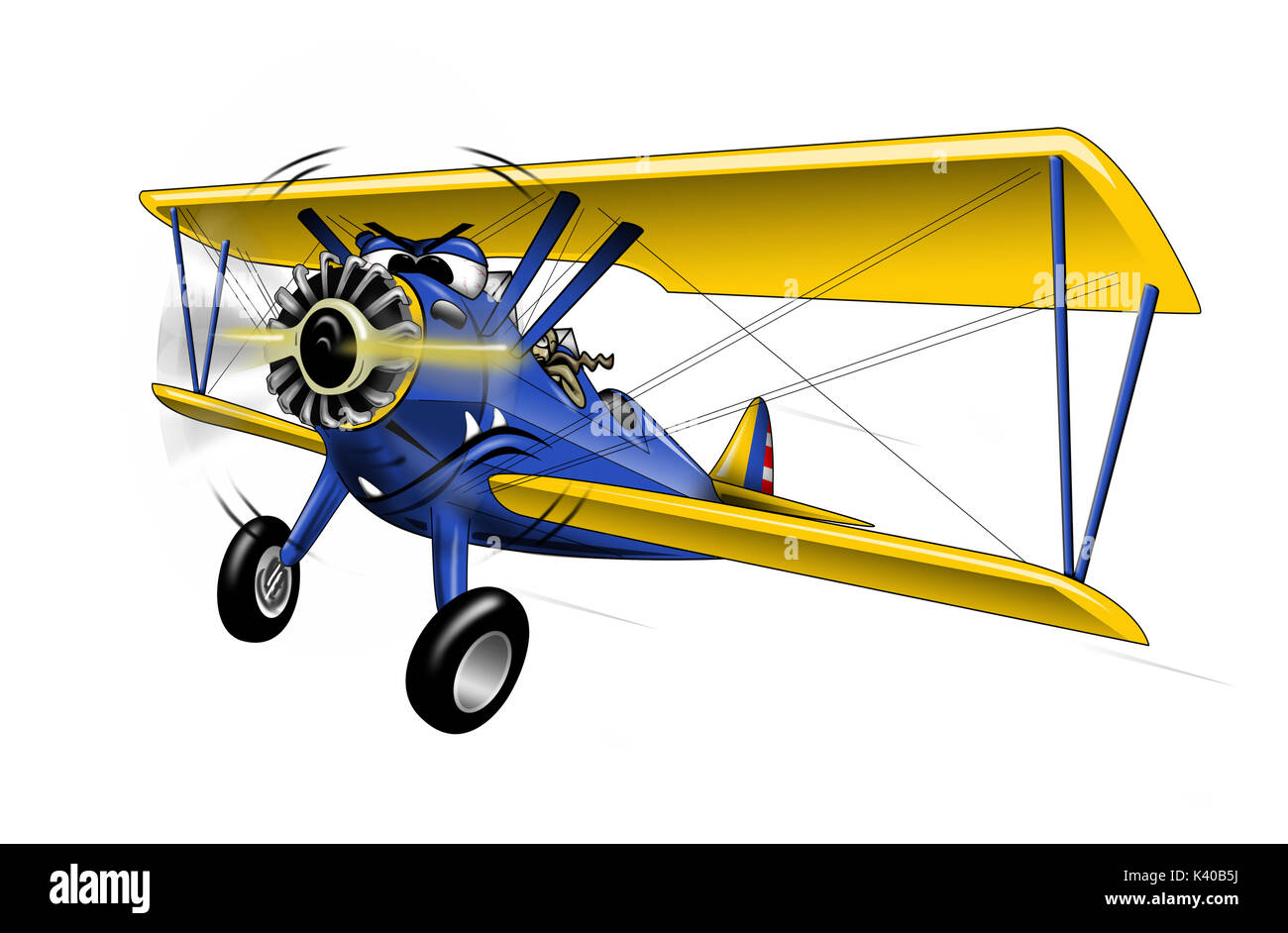 WWI-Bi-plane Warbird Cartoon Illustration Stockfoto