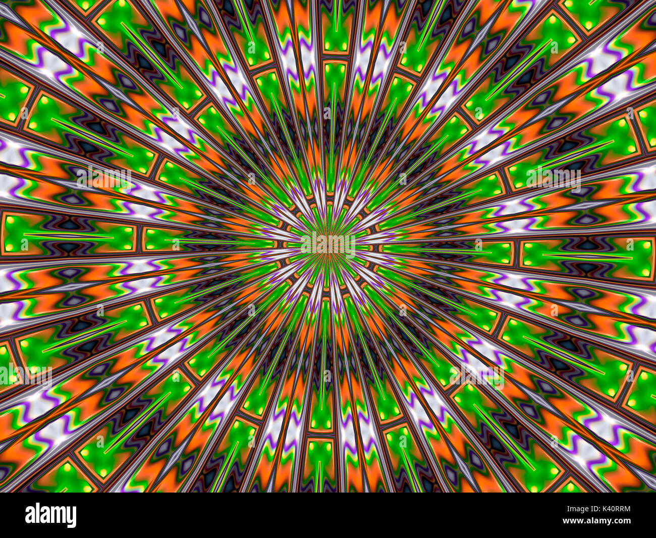 Orange und Grün bunte Kaleidoskop Muster Stockfoto
