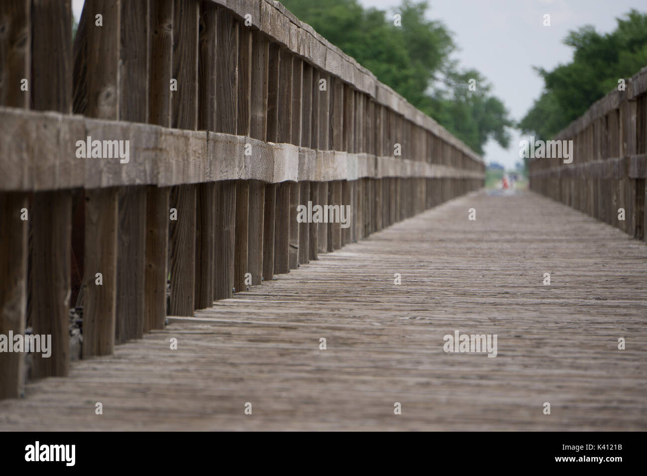 Hölzerne Brücke in Kearney, Nebraska. Stockfoto